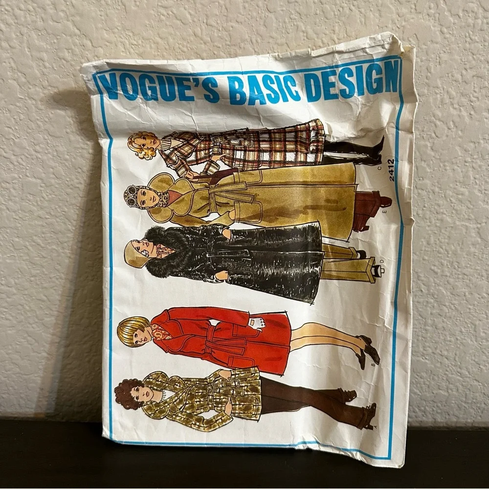 Vintage Sewing Pattern Vogue Patterns Trench Over Coat Size 8-16 1980s 80s